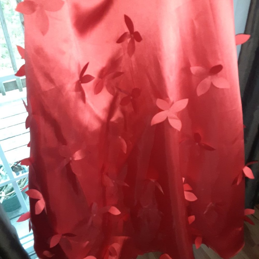 Petals red evening dress